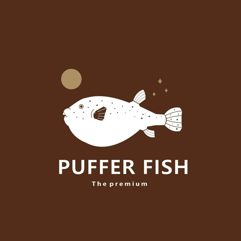 animal puffer poisson Naturel logo vecteur icône silhouette rétro branché