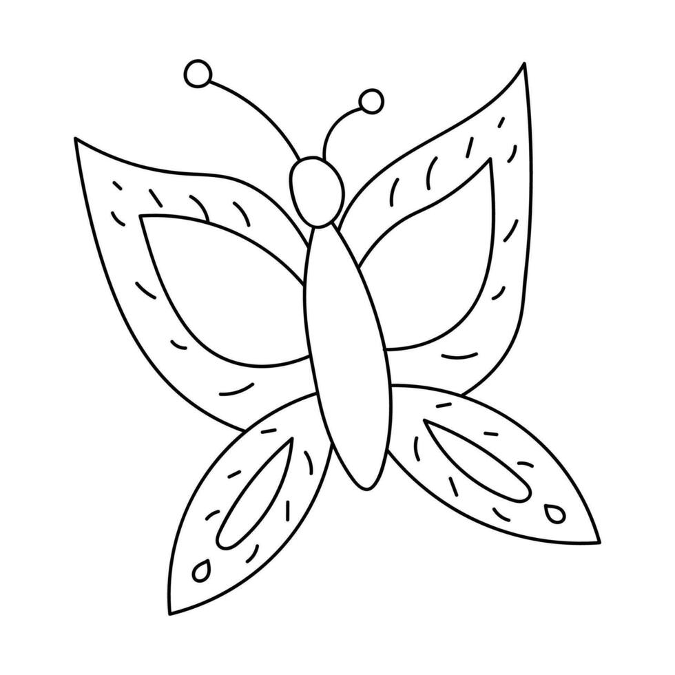 vecteur papillon icône sur griffonnage style. marrant des bois, forêt ou jardin insecte. mignonne punaise illustration pour des gamins isolé sur blanc Contexte