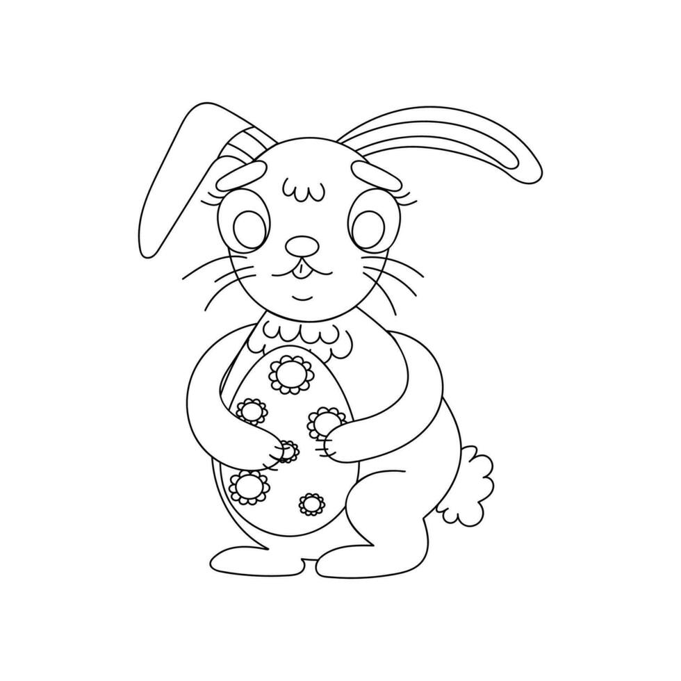 un Pâques lapin dessin animé lapin en portant une géant Pâques Oeuf illustration vecteur