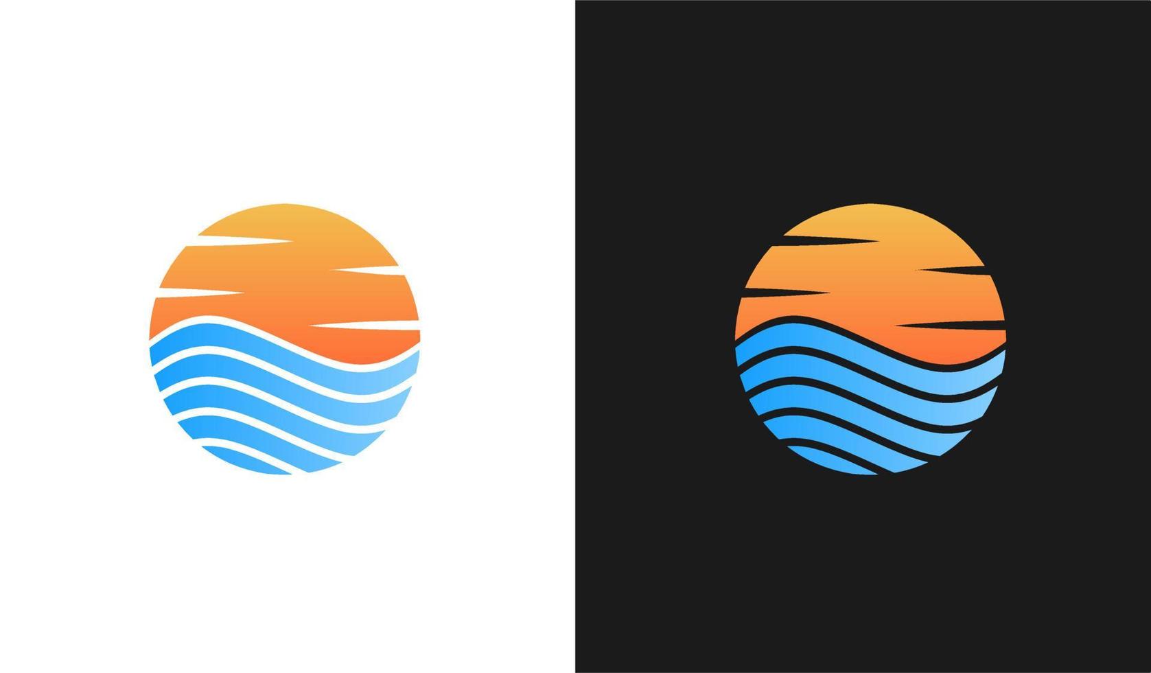 logo du soleil de la mer, conception de voyage avec une nature pittoresque vecteur