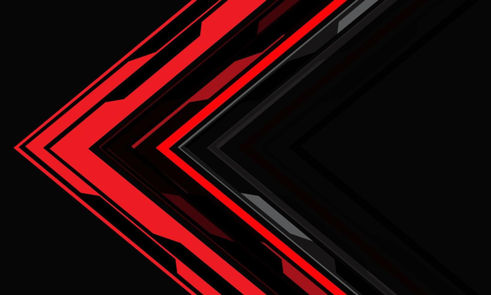 abstrait rouge cyber flèche direction géométrique sur gris avec espace vide design technologie moderne vecteur de fond futuriste