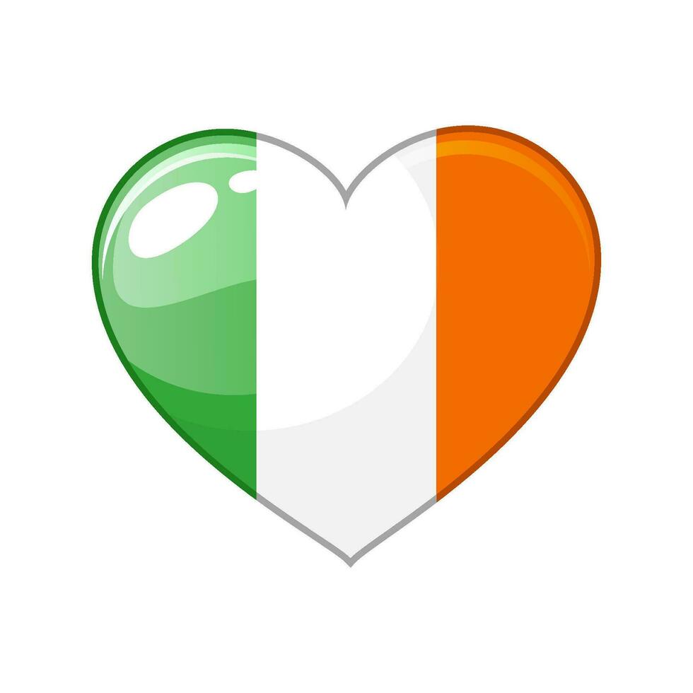 Irlande drapeau dans cœur, vecteur signe. drapeau de Irlande dans le forme de une cœur, une symbole de l'amour pour le sien pays, ou Valentin jour, patrick jour, patriotisme.