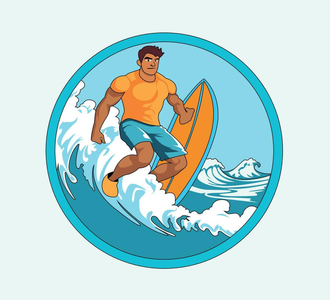 surfant sur le plage dessin animé personnage vecteur illustration