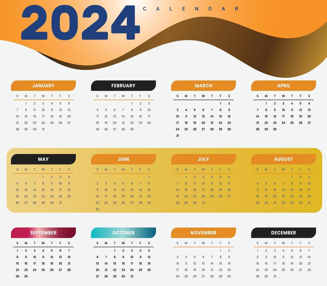 2024 Nouveau année calendrier modèle gratuit à nous vecteur