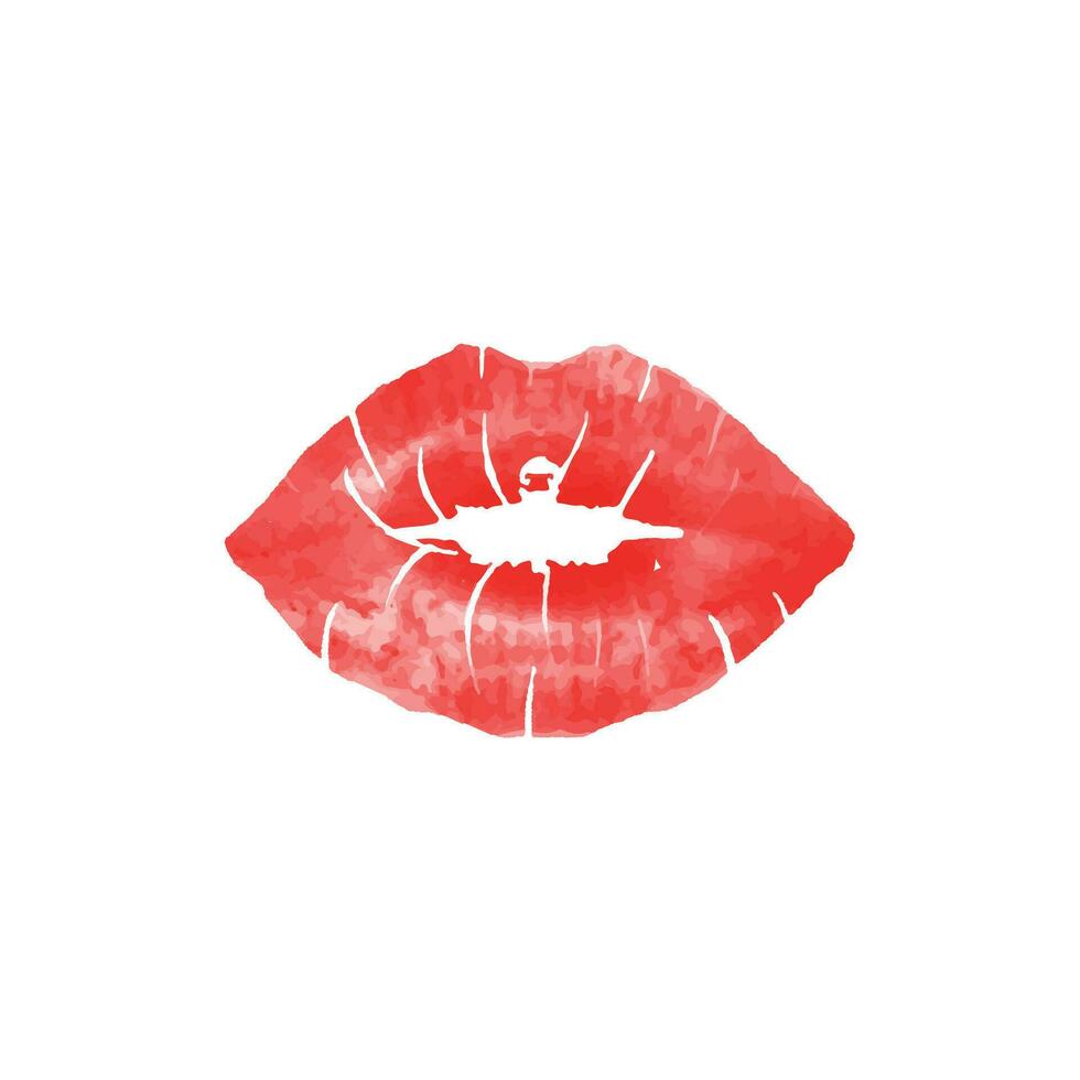 vecteur rouge à lèvres baiser impression rouge sur blanc Contexte