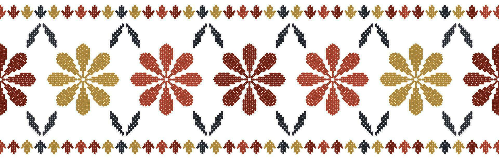 broderie floral rouge, Jaune. modèle sur tissu, embellir le encolure, décorer le jupe, orner manches avec fleur broderie. le doux, magnifique floral broderie. ethnique fleur motif. vecteur