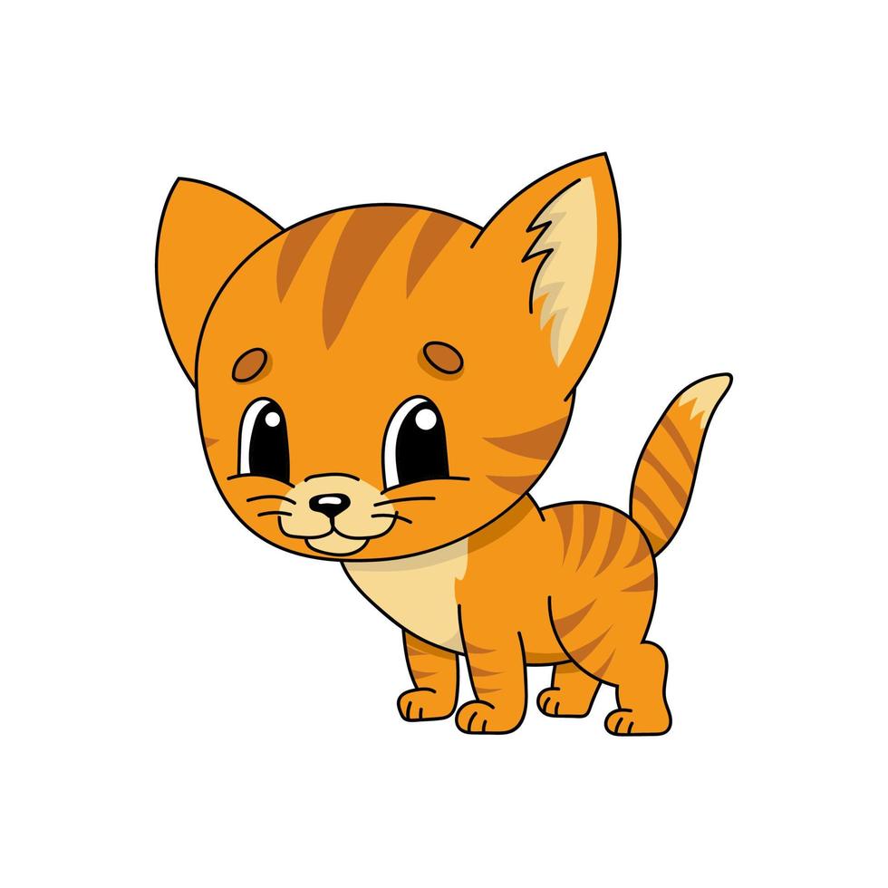 chaton orange. illustration vectorielle plane mignonne dans un style de dessin animé enfantin. drôle de personnage. isolé sur fond blanc. vecteur