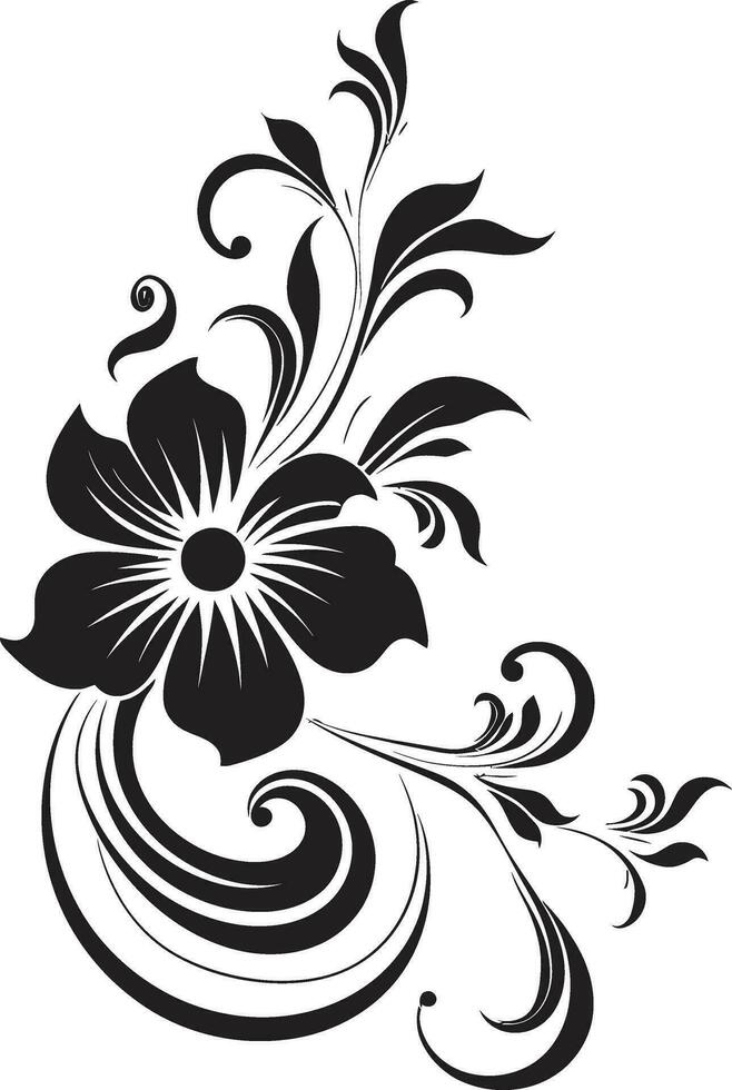 classique floral gravure fabriqués à la main vecteur emblème moderne noir botanique silhouette noir logo icône