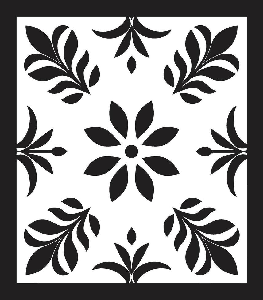 vectorisé motifs noir tuile vecteur conception géométrique pétale art floral dans noir vecteur