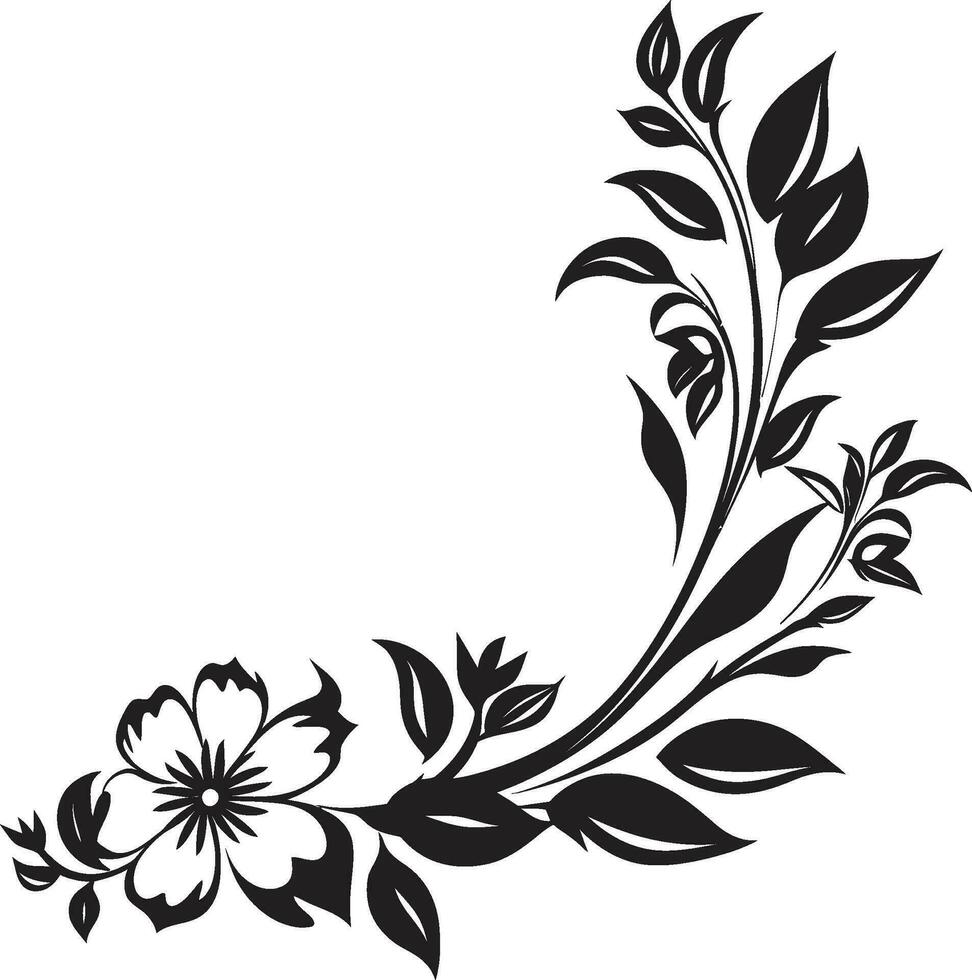 noir fleur symétrie fabriqués à la main floral éléments graphite botanique symphonie main tiré floral art vecteur