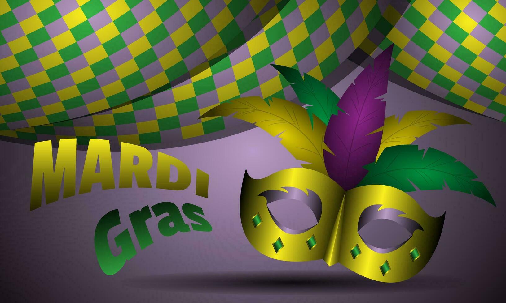 mardi gras affiche avec d'or masque vecteur