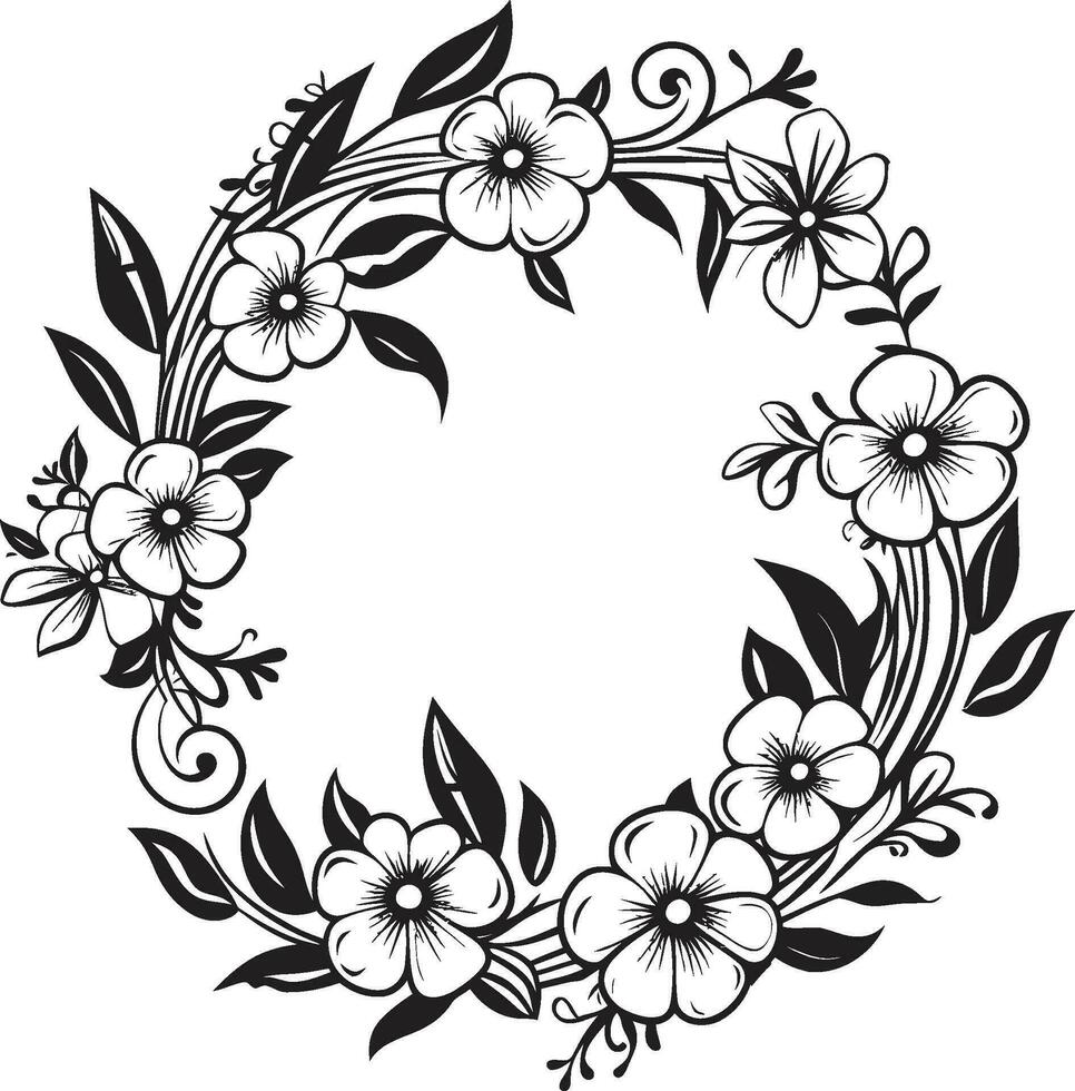 moderne mariage bouquet noir floral icône conception artistique couronne détail élégant vecteur logo élément