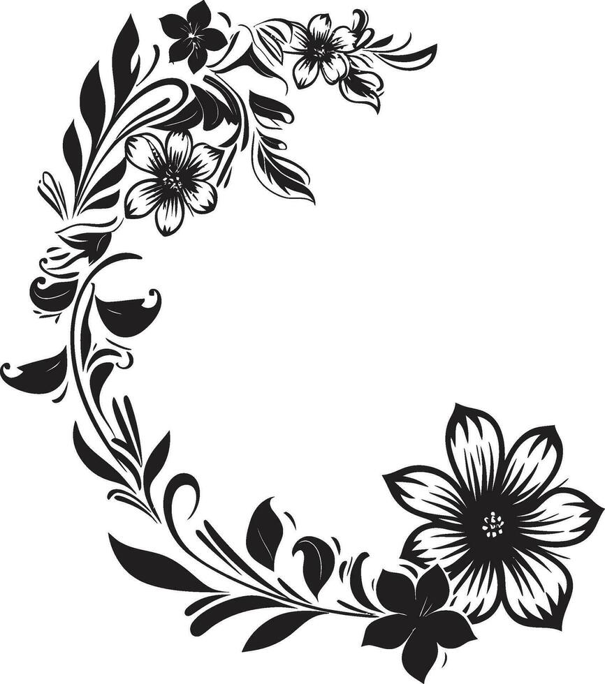 biologique charme main tiré floral emblème botanique coups main tiré noir vecteur logo