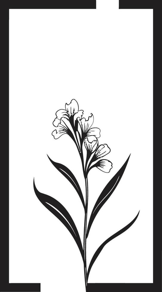 lisse vecteur tourbillon main tiré floral icône nettoyer fabriqués à la main fleurs noir vecteur emblème
