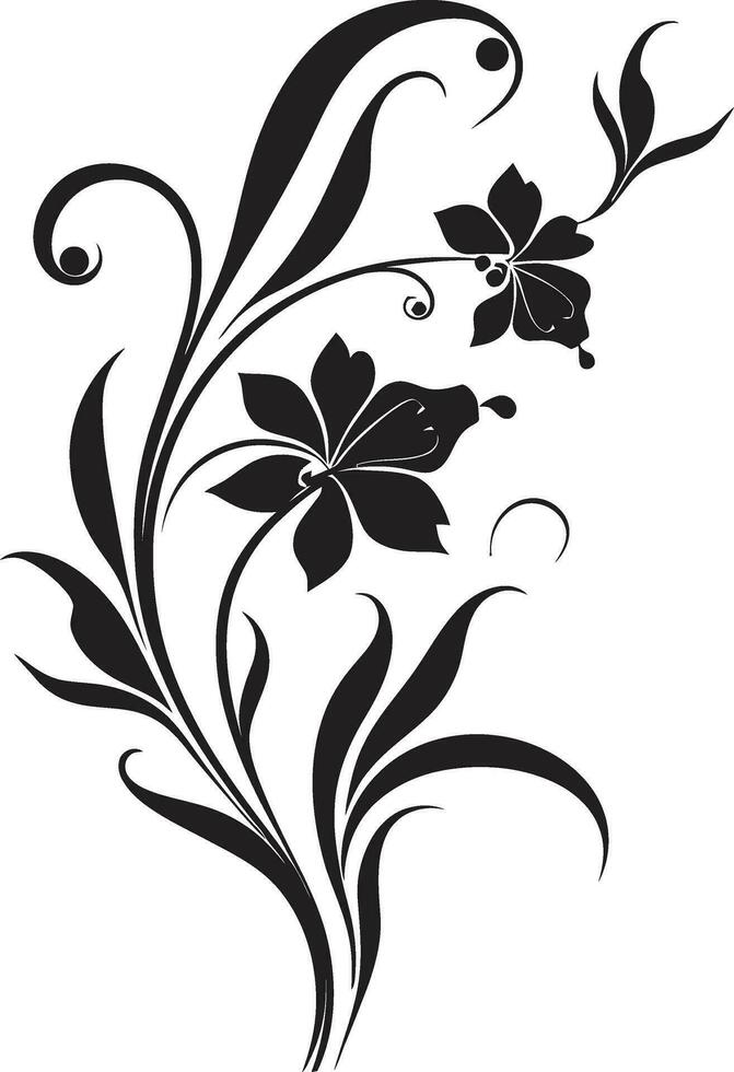 graphite Floraison études monochrome main tiré logo dessins noir jardin fantaisie noir vecteur floral emblème art