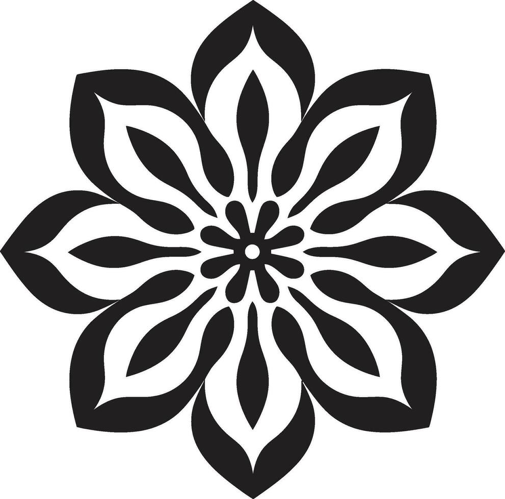 floral géométrique art tuile icône conception abstrait pétale la grille noir logo avec fleurs vecteur