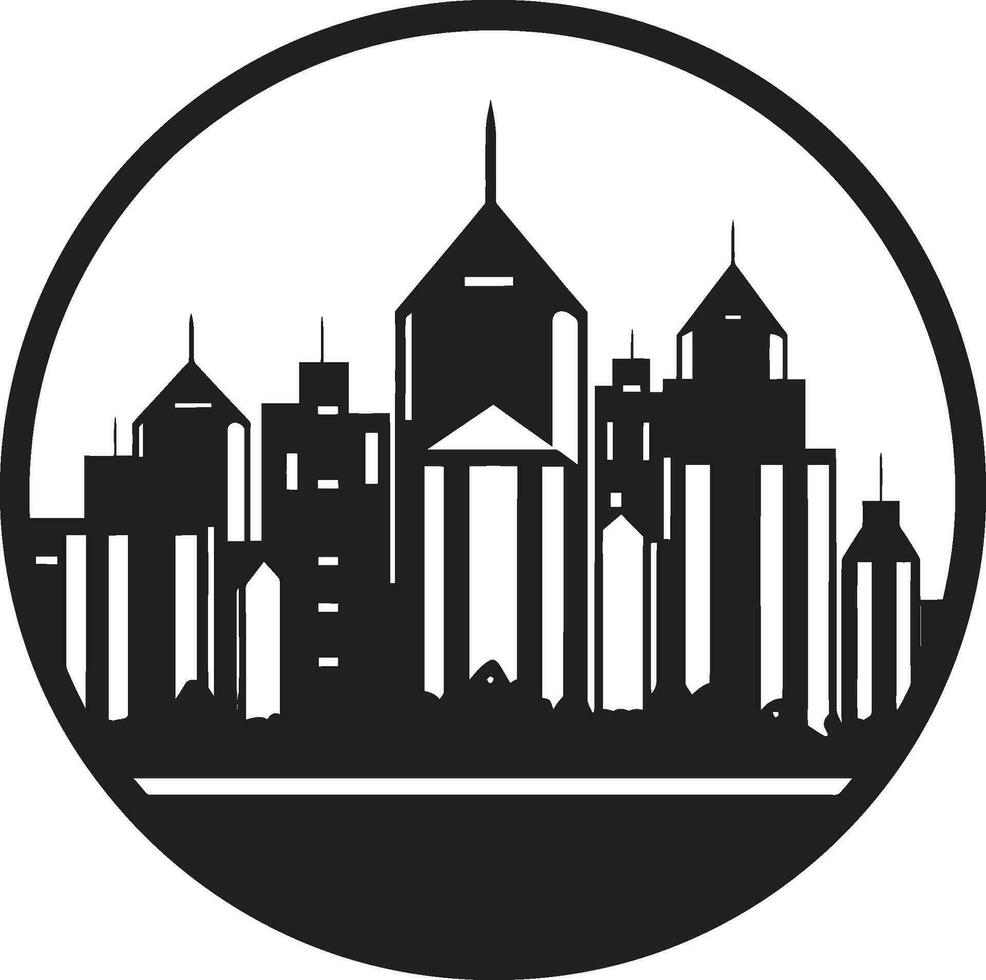 cityline hauteurs emblème multiétage bâtiment conception dans vecteur icône Urbain gratte-ciel esquisser multiétage paysage urbain vecteur logo