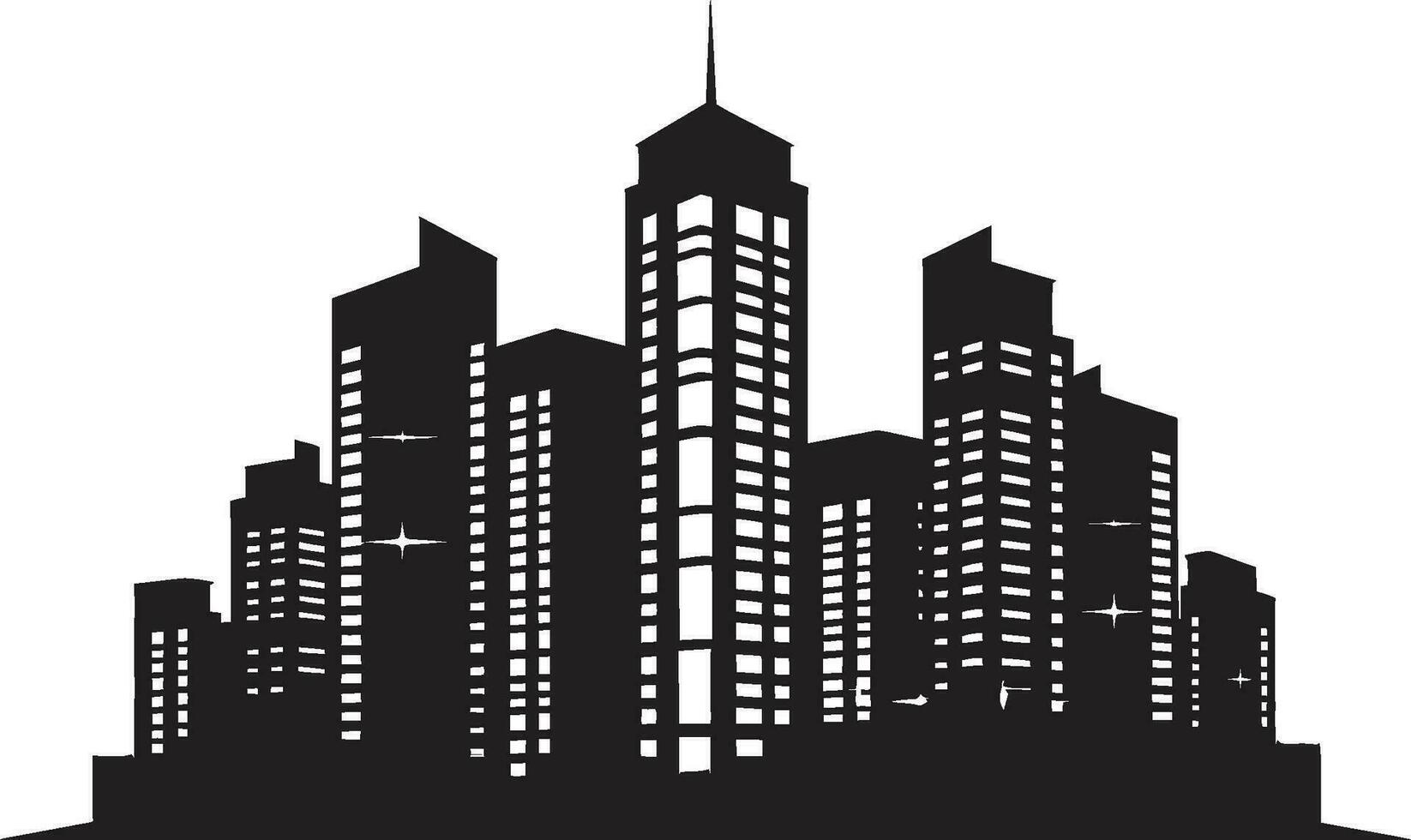 centre ville élévation multifloral ville bâtiment vecteur icône métropole impressions multiétage paysage urbain logo conception