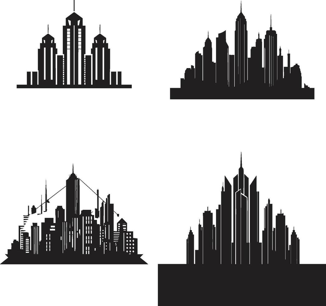 horizon multiétage conception multiétage vecteur logo icône métropolitain hauteurs esquisser paysage urbain bâtiment dans vecteur icône