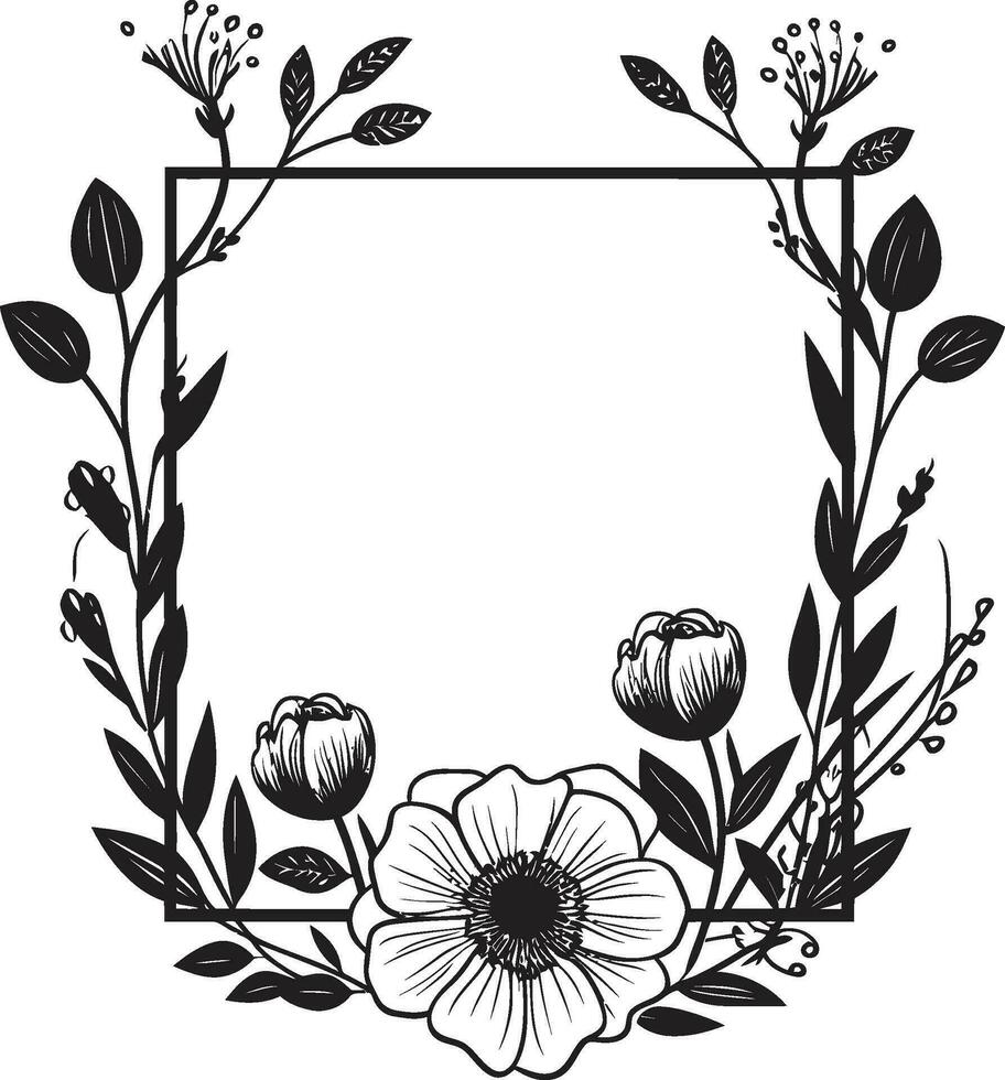 Facile fabriqués à la main vignes main tiré noir logo élégant botanique silhouettes minimaliste vecteur conception