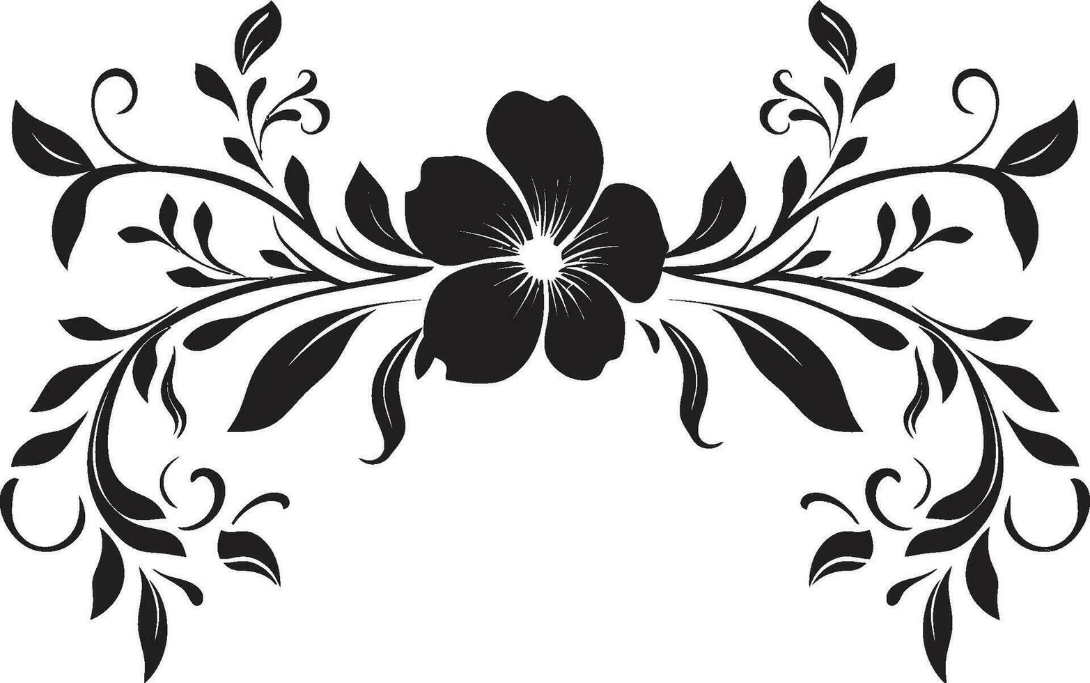 complexe fleurit main tiré floral vecteur logo artisanal flore noir vecteur logo avec main tiré éléments