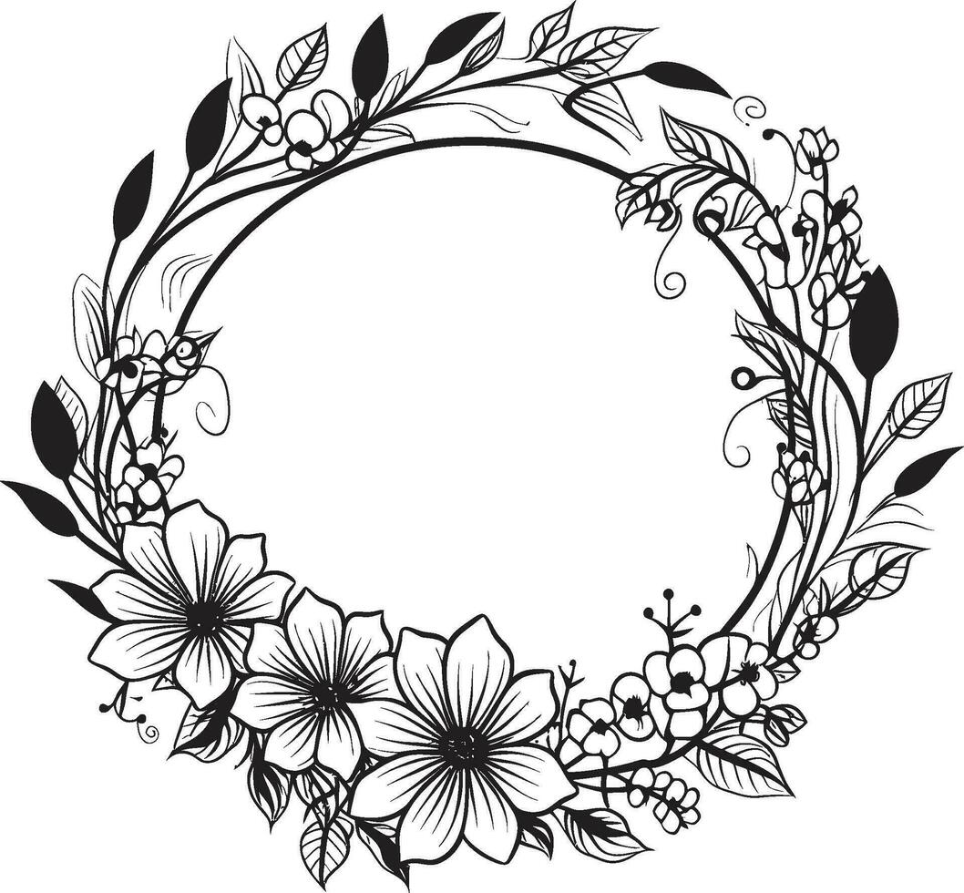 gracieux couronne esquisser artistique noir logo icône élégant floral conception mariage vecteur emblème