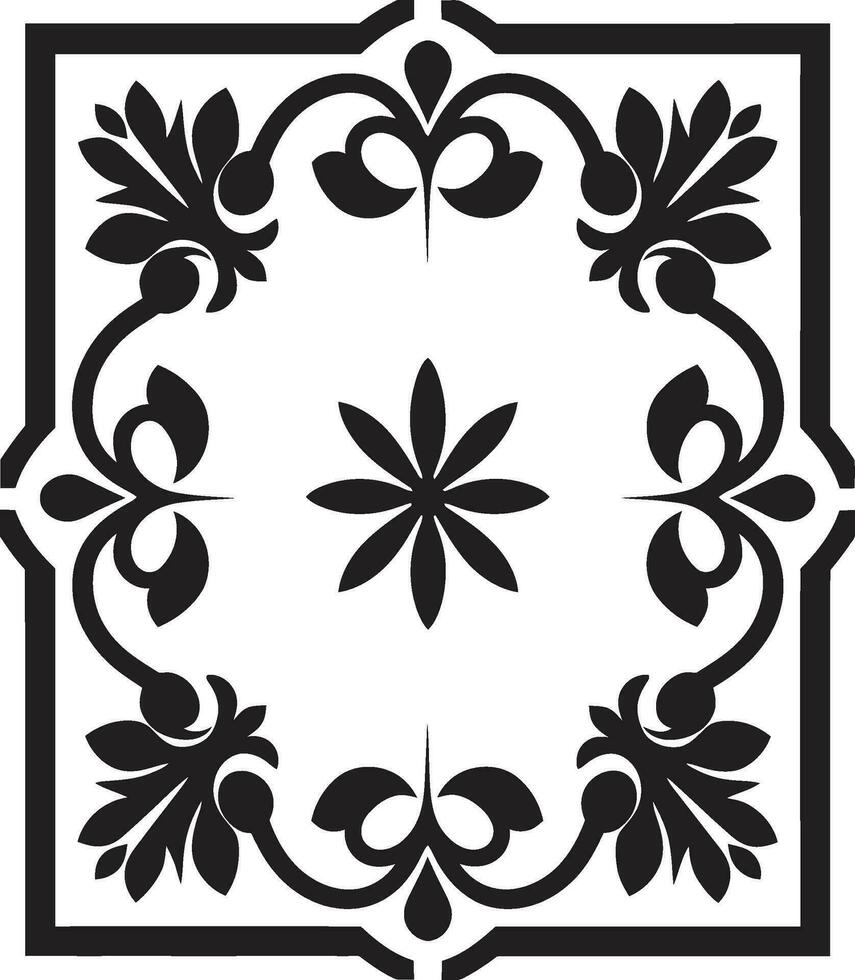 structuré fleurs noir tuile logo conception floral mosaïque géométrique emblème icône vecteur