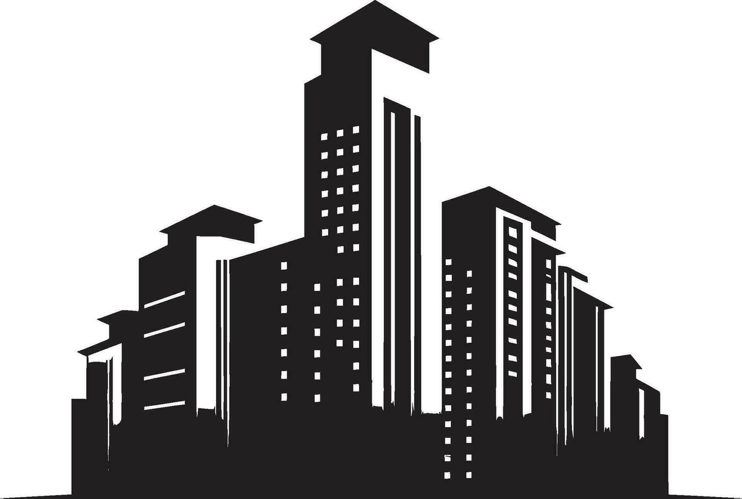 ville vue silhouettes multiflore bâtiment dans vecteur icône Urbain lignes de tours multiétage paysage urbain vecteur conception