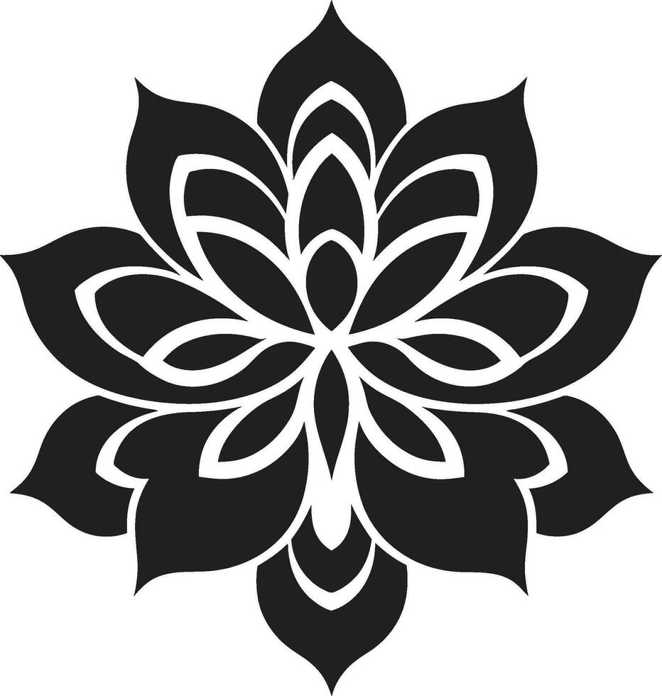 ancien Floraison noir fabriqués à la main noir logo Icônes noir pétale chroniques élégant floral iconique dessins vecteur
