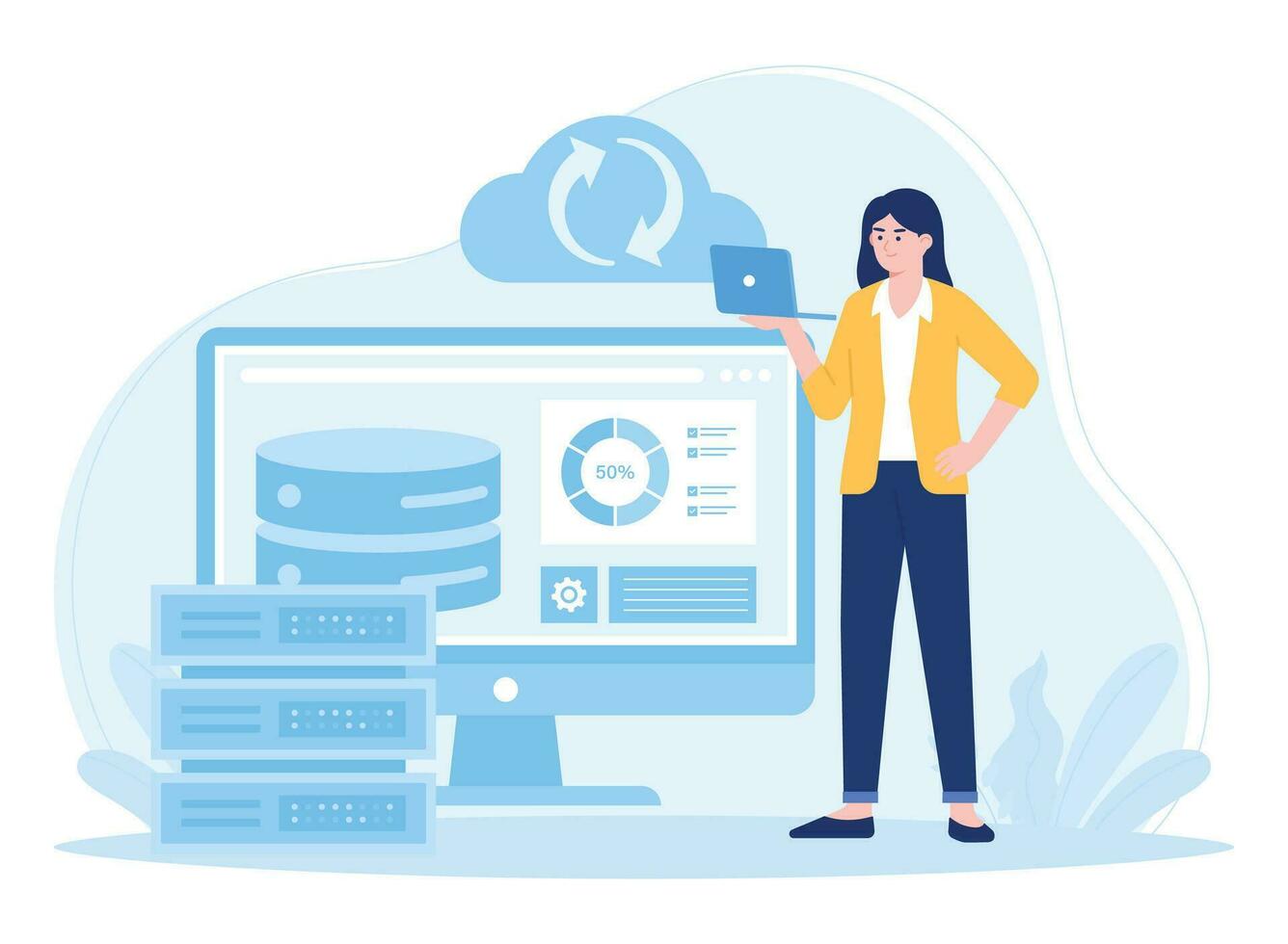 base de données une analyse statistique rapports automatisation de information traitement.concept plat illustration vecteur