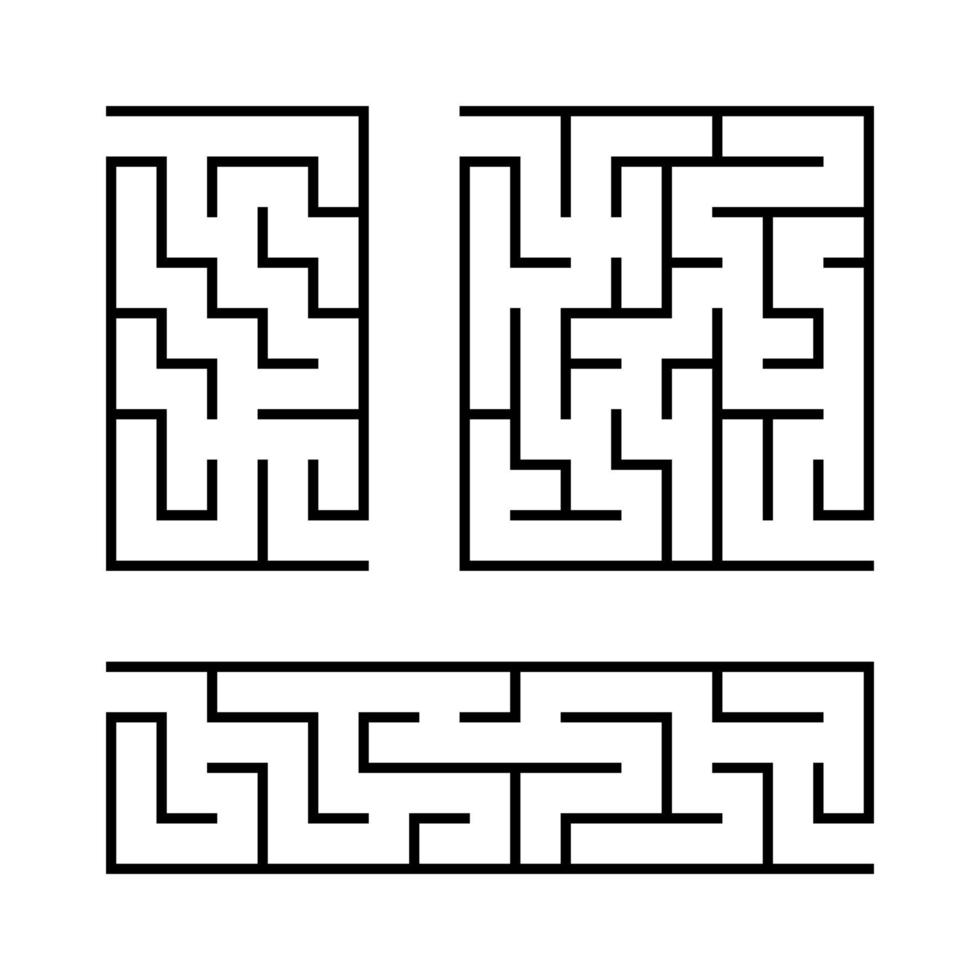 un ensemble de labyrinthes. jeu pour les enfants. casse-tête pour les enfants. énigme du labyrinthe. illustration vectorielle. vecteur
