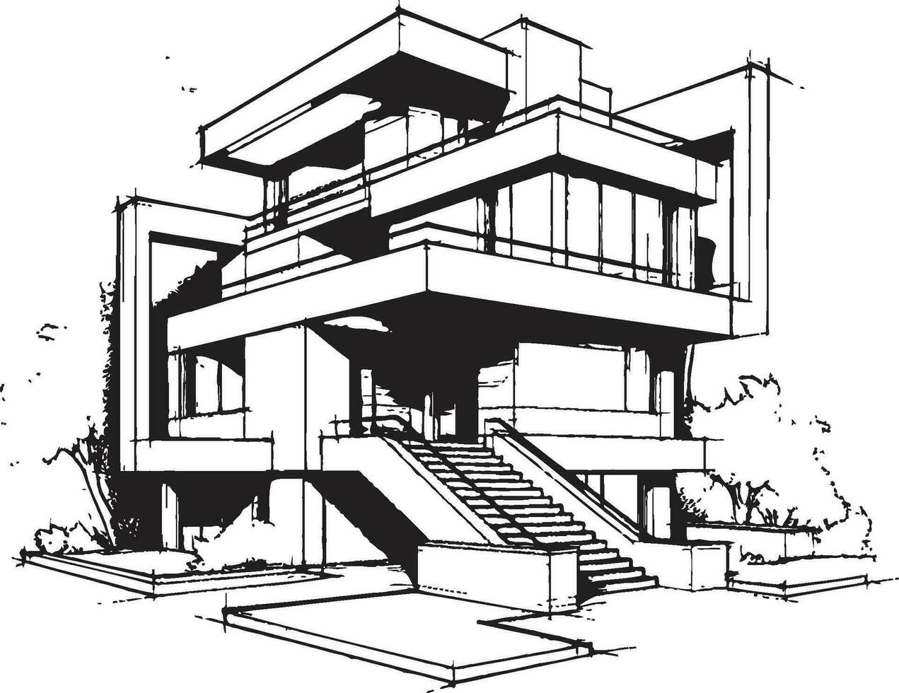 Urbain tri flèche sérénité emblématique emblème de ville confort triplex métro hauteurs icône de Urbain Résidentiel luxe vecteur