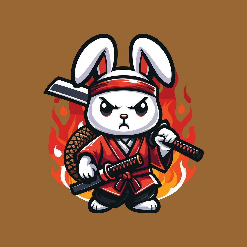 blanc ninja lapin illustration vecteur