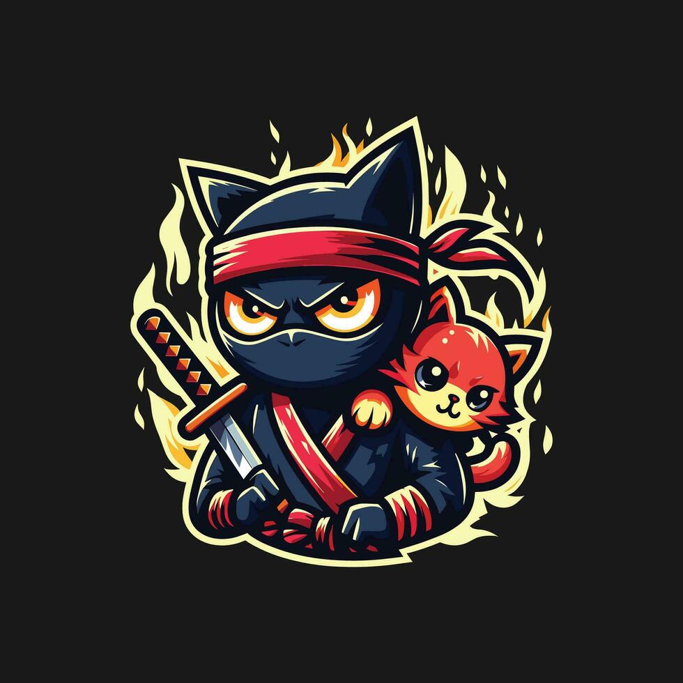 ninja chat illustration vecteur