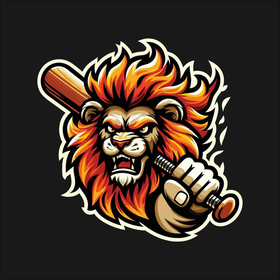 Lion base-ball mascotte logo vecteur