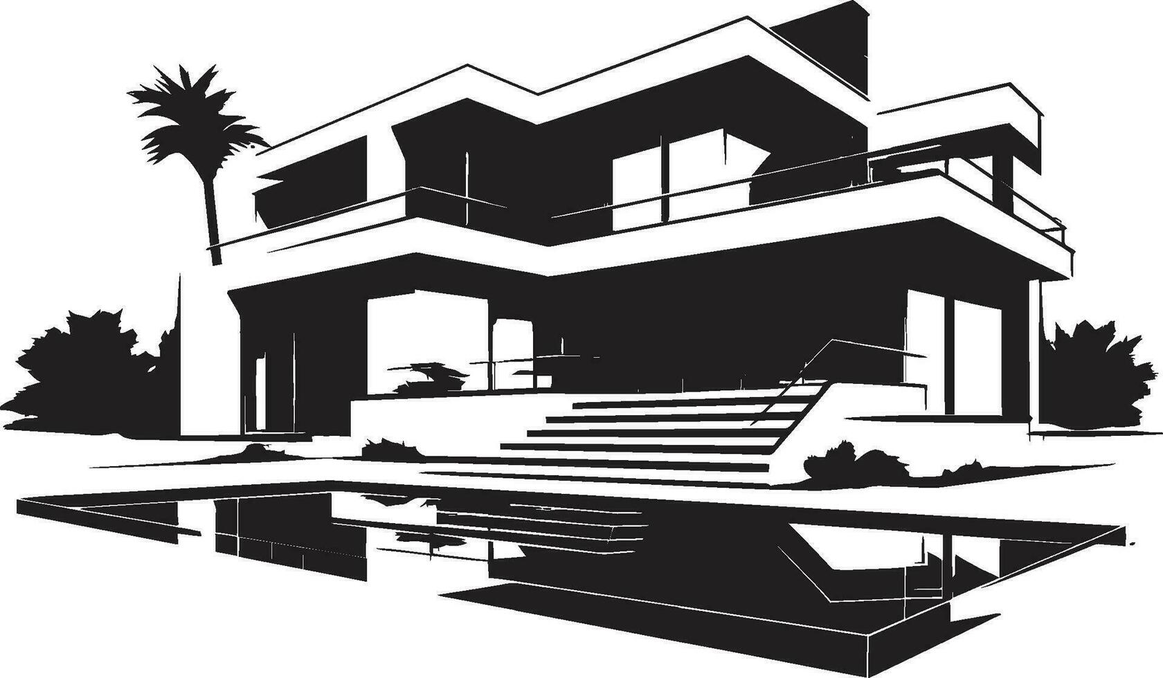 iconique villa structure contemporain conception dans vecteur logo moderne villa conception plan emblématique structure dans vecteur icône