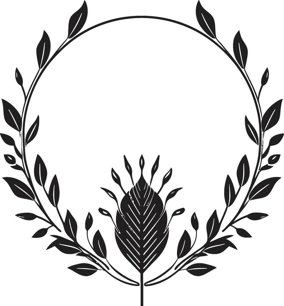 noir botanique tourbillon fabriqués à la main iconique logo gracieux minimalisme main rendu noir emblème vecteur