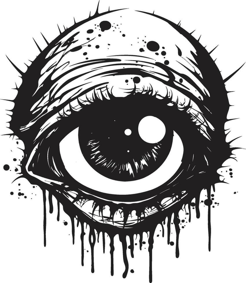 macabre vue terrifiant vecteur œil icône macabre zombi regard noir effrayant œil logo