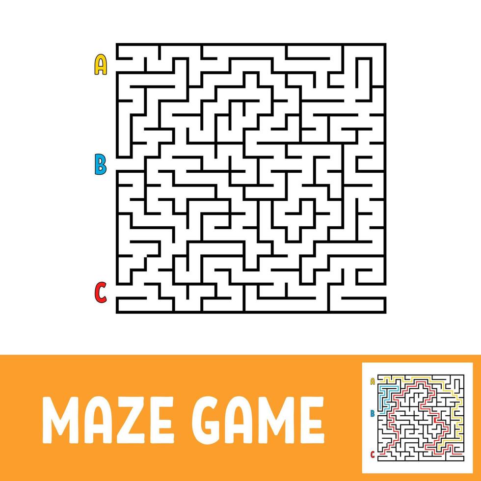 labyrinthe carré coloré. jeu pour les enfants. casse-tête pour les enfants. énigme du labyrinthe. illustration vectorielle plane. vecteur