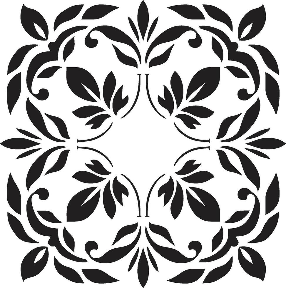 floral treillis géométrique tuile vecteur botanique pavages noir emblème conception
