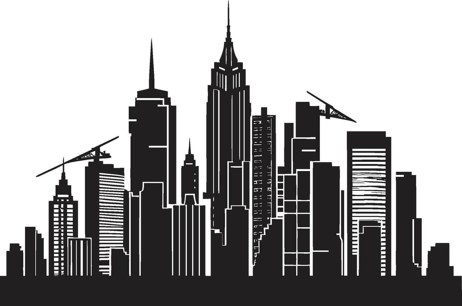 ville horizon haute monter multiétage bâtiment dans vecteur logo Urbain multiétage impression paysage urbain vecteur logo icône