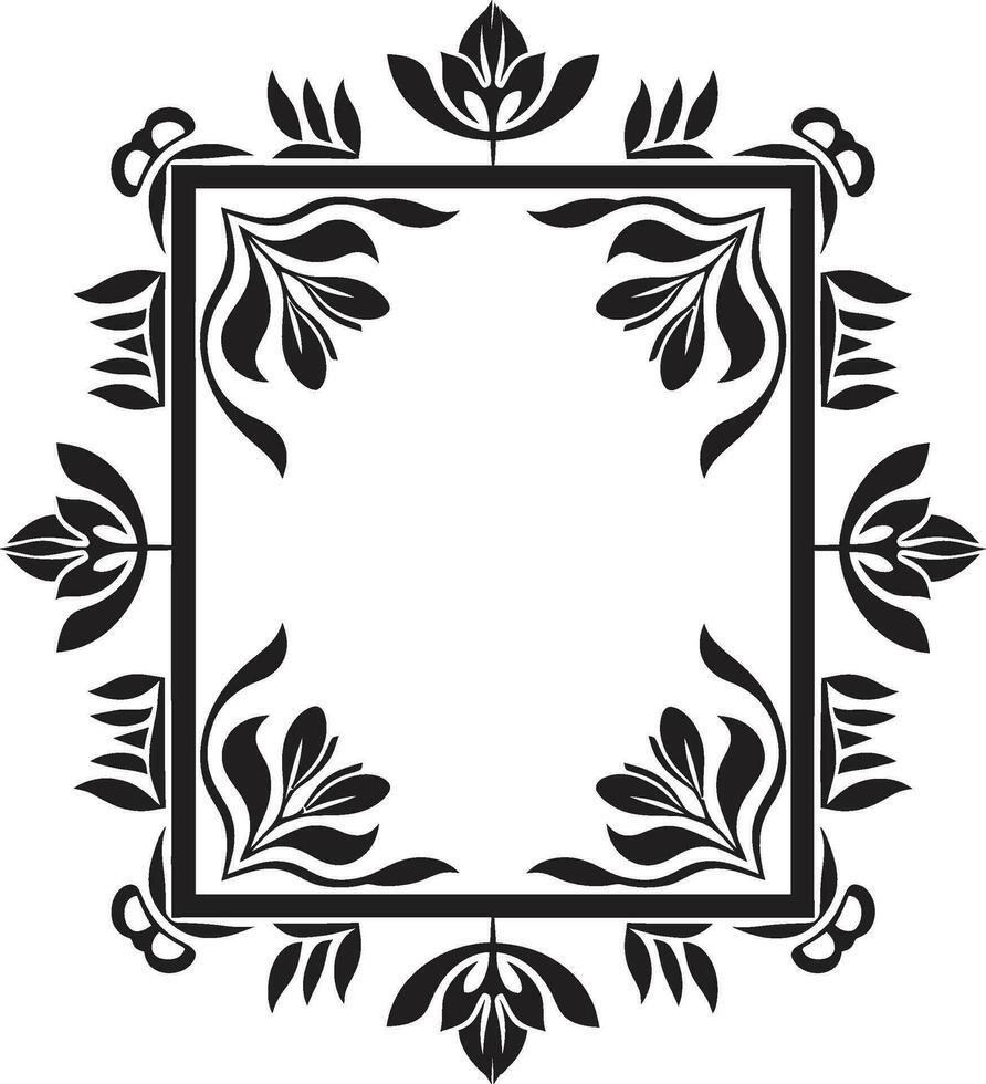 artistique symétrie géométrique floral vecteur logo floral treillis noir tuile conception icône