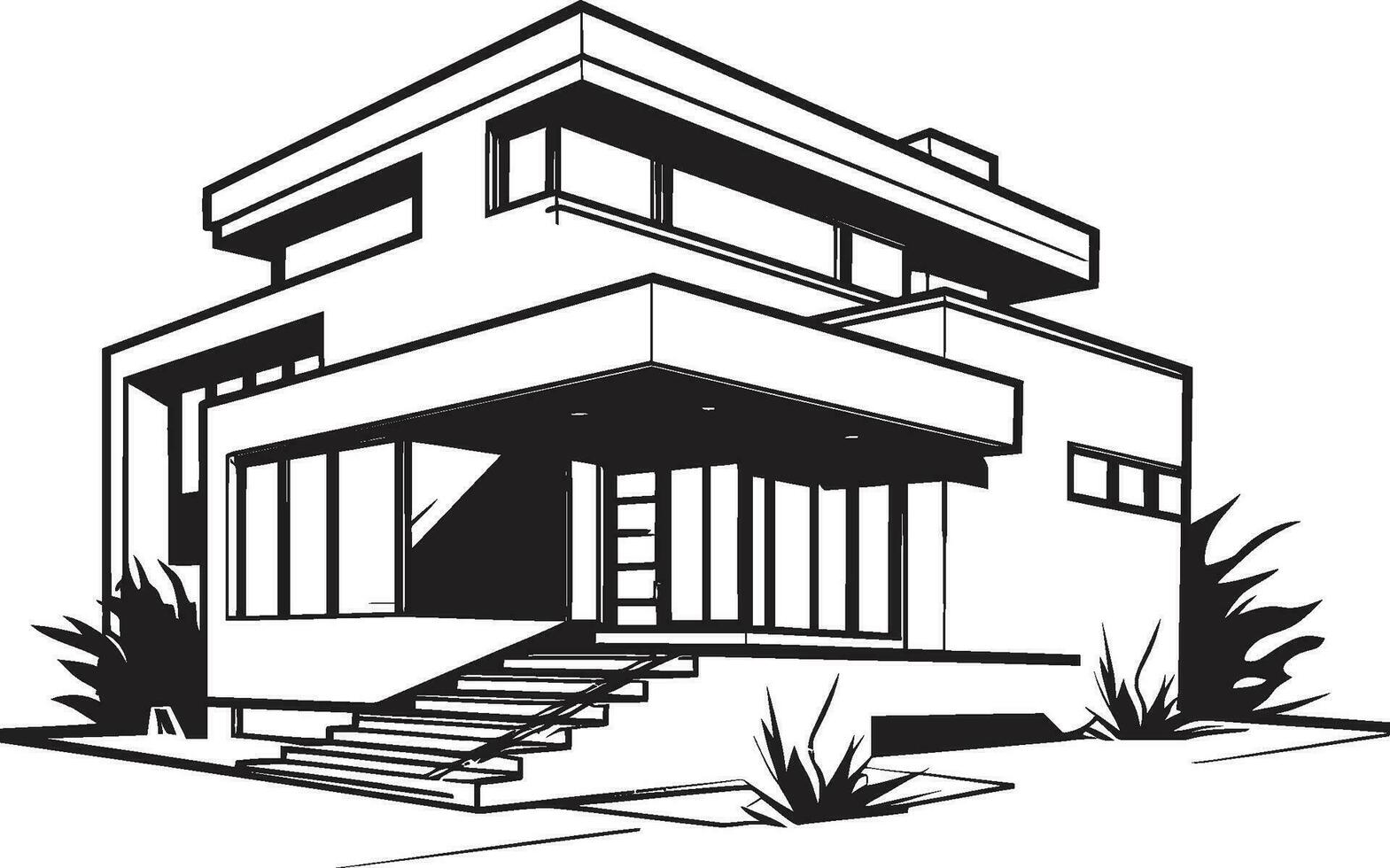 fort domicile symbole audacieux maison esquisser vecteur logo centrale demeure emblème épais maison contour icône