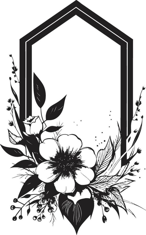 minimaliste floral esquisser main rendu noir élégant floral minimalisme Célibataire noir vecteur icône