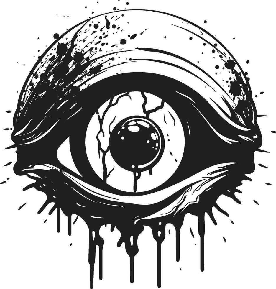 démoniaque zombi globe oculaire terrifiant noir icône effrayant Mort-vivant coup d'oeil noir zombi œil logo vecteur