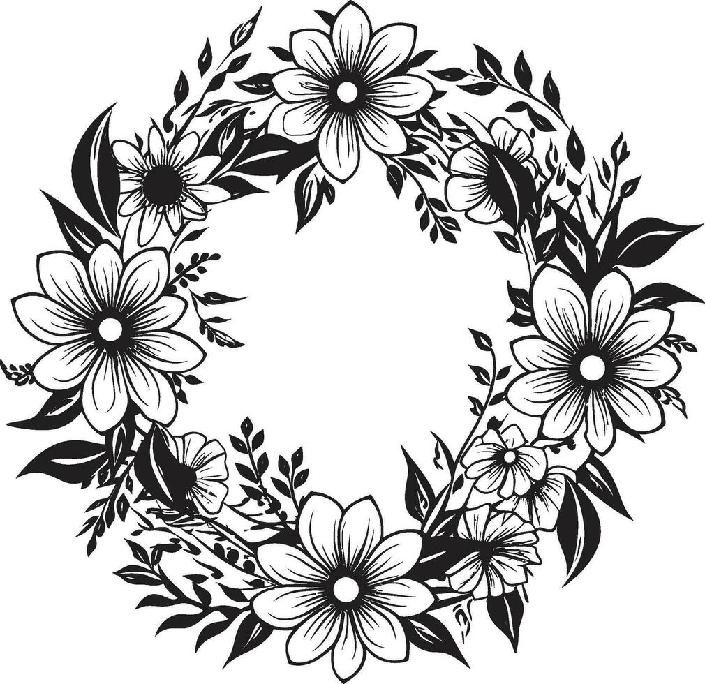 artistique couronne détail élégant vecteur logo élément minimaliste mariage fleurs noir iconique emblème