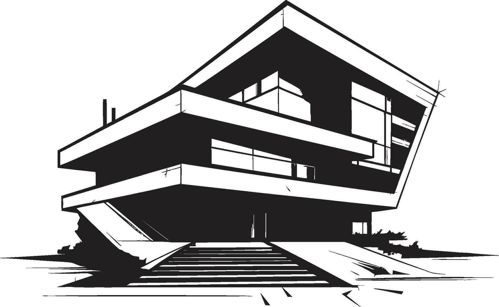artistique Urbain habitation moderne maison esquisser vecteur logo iconique minimalisme audacieux maison esquisser dans vecteur icône conception