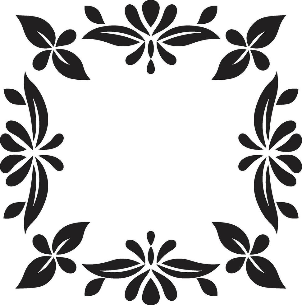 géométrique fleurs vecteur logo avec fleurs carrelé pétale mosaïque noir floral icône