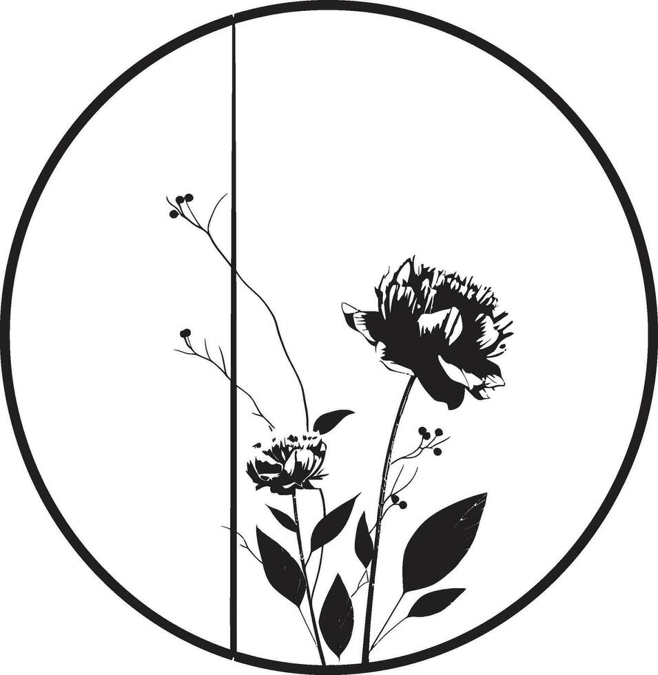 abstrait noir fleurit main rendu vecteur icône élégant floral croquis noir iconique logo élément