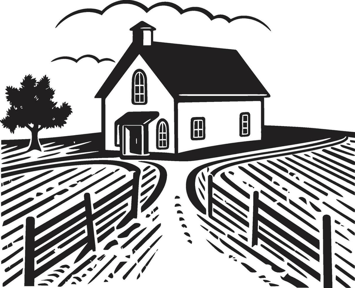 récolte Accueil emblème ferme conception vecteur icône rural battre en retraite marque Les agriculteurs maison vecteur logo